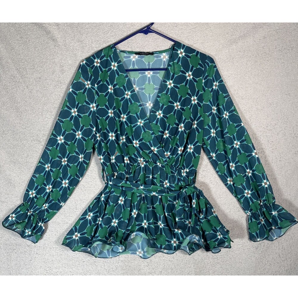 Plaza Italia Top Womens Size S Ditsy Faux Wrap Baby Doll Boho Bohemian Y2K Fairy